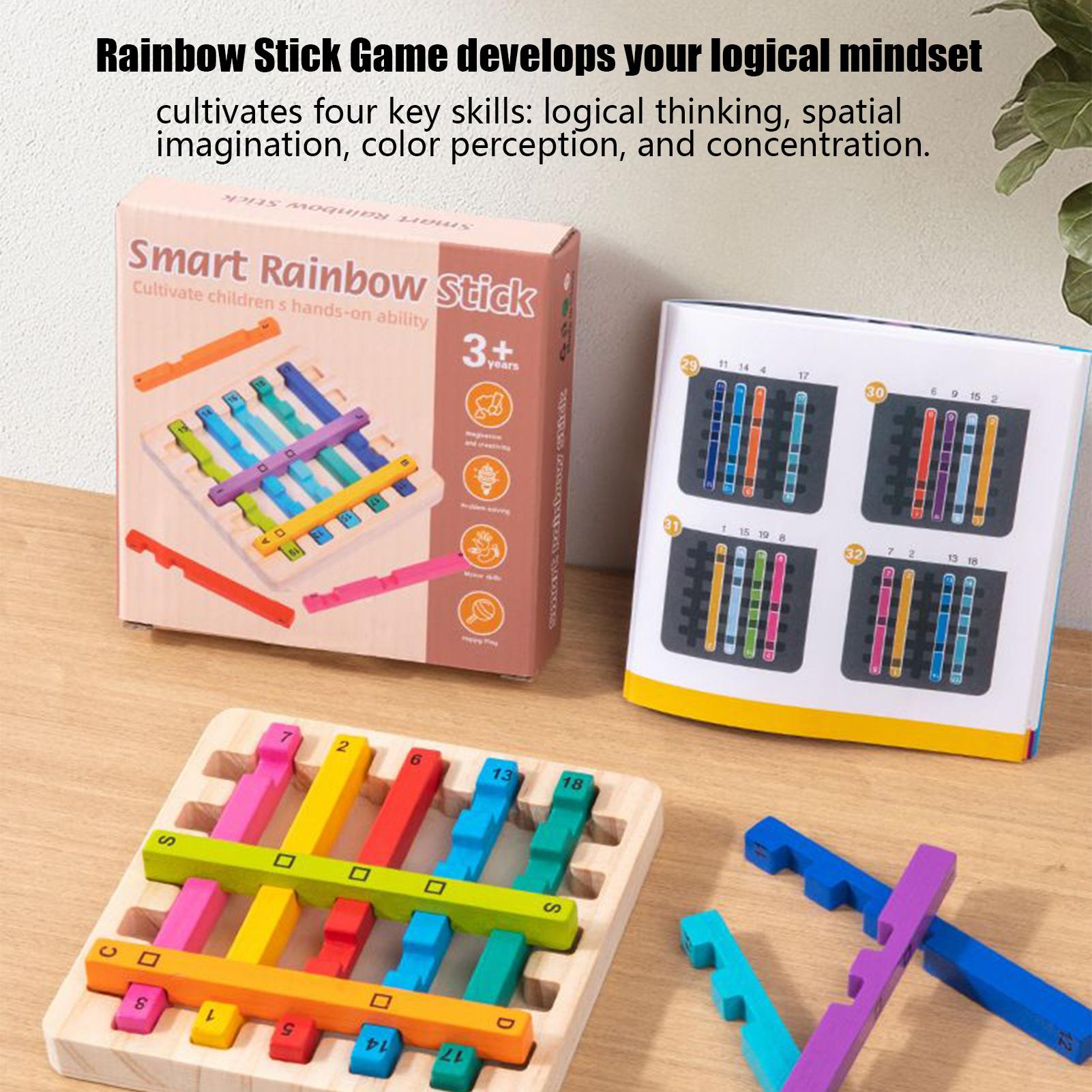Rainbow Stick Stacking Toys Wo - Kids Education Activities 评论和价格